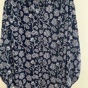 Time and Tru Blue Cuffed Sleeve Blouse  XXL H-20